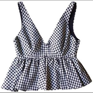 Zara Gingham Peplum Top